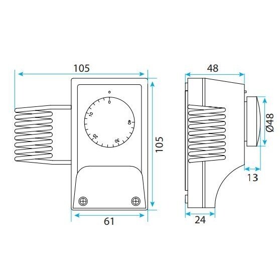 Industrial mechanical thermostat | 0-40°C | changeover contact 16A 250VAC | capillary sensor | IP54 | Sentera Controls | IMRT-0-40 2