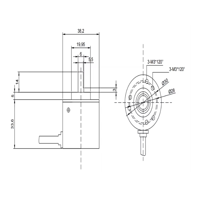 Optiskais rotācijas enkoders | 200 impulsu/apgr. | AB fāze | Push-Pull izeja | 5–24V DC | Ø38 mm | vārpsta 6x15 mm | leņķa, ātruma un pozīcijas mērīšanai 2 Optiskais rotācijas enkoders | 200 impulsu/apgr. | AB fāze | Push-Pull izeja | 5–24V DC | Ø38 mm | vārpsta 6x15 mm | leņķa, ātruma un pozīcijas mērīšanai 2