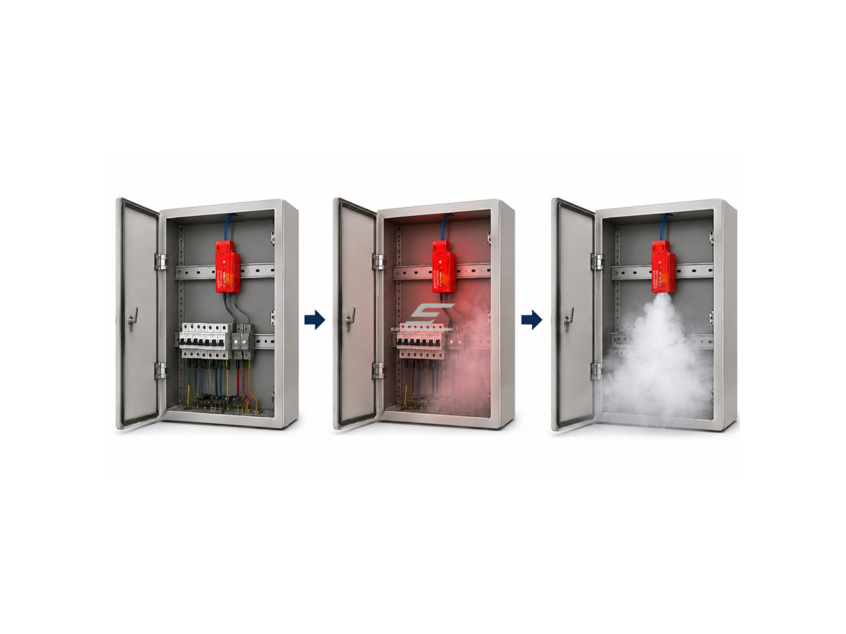 Automatinis aerozolinis gaisro gesinimo įrenginys ant DIN bėgelio | 10g | 170°C aktyvacija | 6 s gesinimas | ABCD klasės | elektros spintoms | be maitinimo 4 Automatinis aerozolinis gaisro gesinimo įrenginys ant DIN bėgelio | 10g | 170°C aktyvacija | 6 s gesinimas | ABCD klasės | elektros spintoms | be maitinimo 4