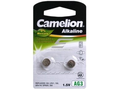 Mikro elementai | baterijos be gyvsidabrio | AG3 | 1,5V | LR41/AG3 | 2 vnt. | Camelion Mikro elementai | baterijos be gyvsidabrio | AG3 | 1,5V | LR41/AG3 | 2 vnt. | Camelion