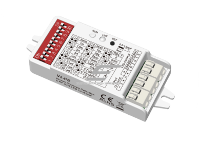 LED juostų valdiklis | su mikrobangų žmogaus buvimo jutikliu | 12-24V DC | CCT LED juostos valdymui | 3 kanalai | paslėptam baldų, vitrinų ir koridorių apšvietimui
