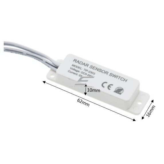 Czujnik ruchu radarowy mikrofalowy | sterownik oświetlenia dla taśm LED | 5-24VDC | 5A | 5.8GHz 3
