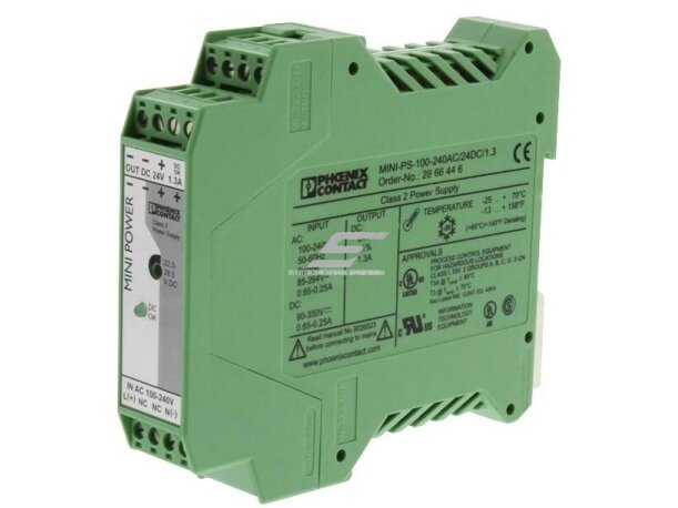Maitinimo šaltinis | 100-240VAC | 24VDC | 1,3A | 31,2W | ITE | montuojamas ant DIN | Phoenix Contact | MINI-PS-100-240AC/24DC/1.3
