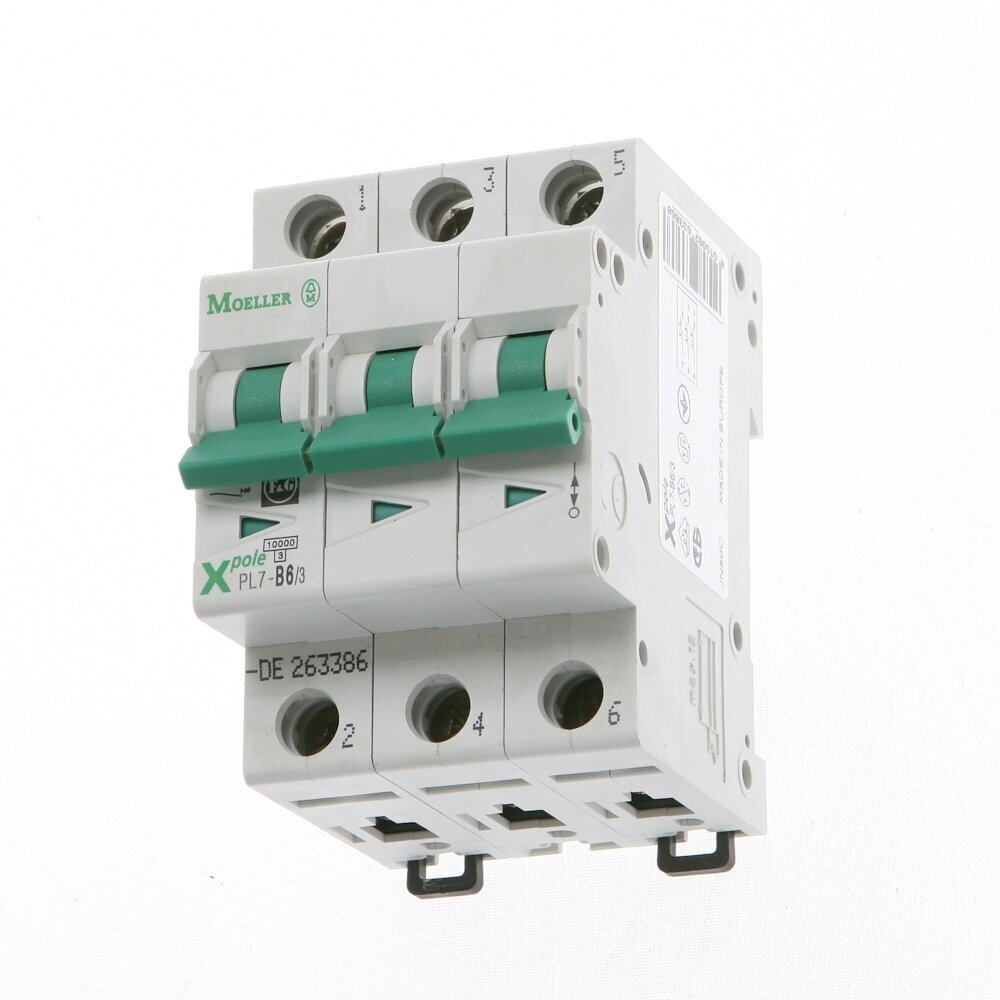 Modulaarne kaitselüliti 3P | 6A | B | 10kA | DIN | MCB | Moeller PLSM-B6/3-MW 1