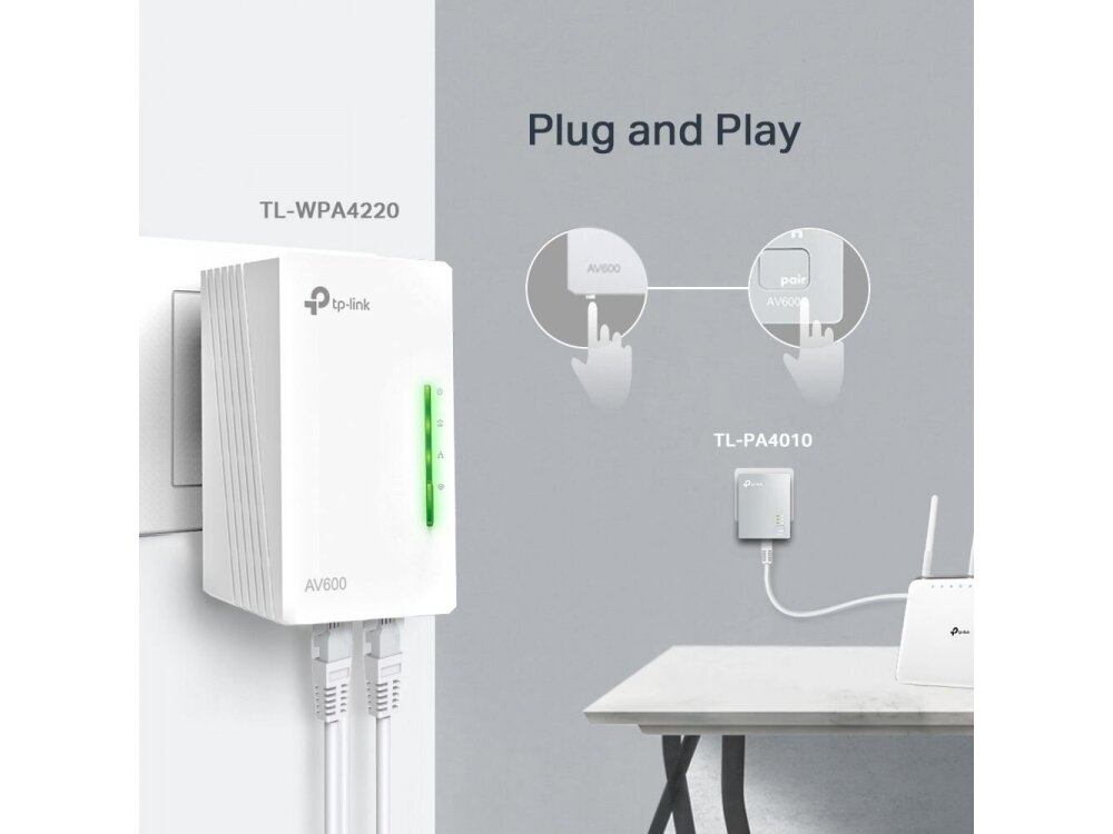 Internetas per 230V elektros tinklą | Powerline | 600Mbit/s | RJ45 | Wi-Fi 300Mbit/s | TP-LINK | TL-WPA4220KIT 3 Internetas per 230V elektros tinklą | Powerline | 600Mbit/s | RJ45 | Wi-Fi 300Mbit/s | TP-LINK | TL-WPA4220KIT 3