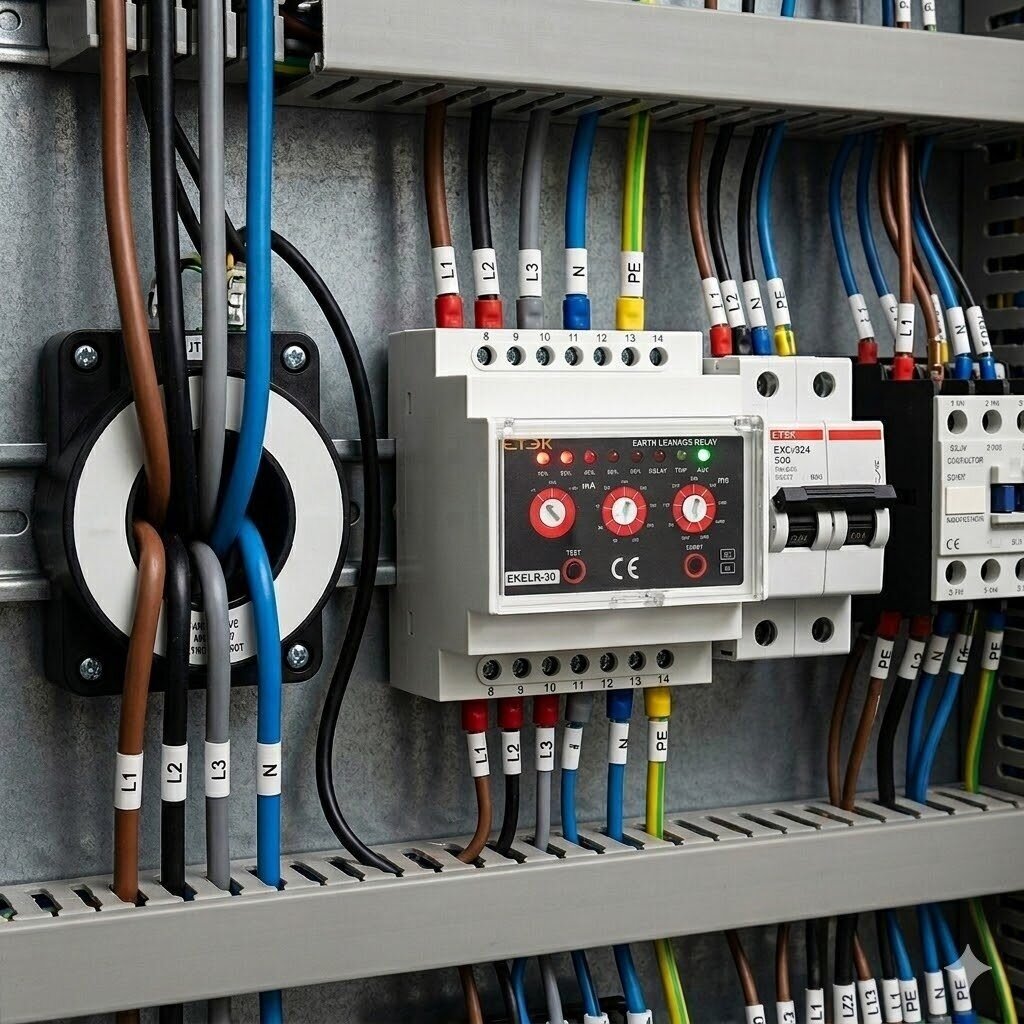 Modulārs noplūdes strāvas kontroles relejs | zemējuma noplūdes uzraudzības relejs | 110/230VAC | regulējams 30mA–30A | DIN sliede | 1NO+1NC 4 Modulārs noplūdes strāvas kontroles relejs | zemējuma noplūdes uzraudzības relejs | 110/230VAC | regulējams 30mA–30A | DIN sliede | 1NO+1NC 4