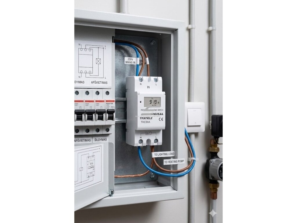 Skaitmeninė laiko relė | laikmatis | savaitinė | 30A | 230V | DIN | LCD ekranas | automatinis valdymas 3