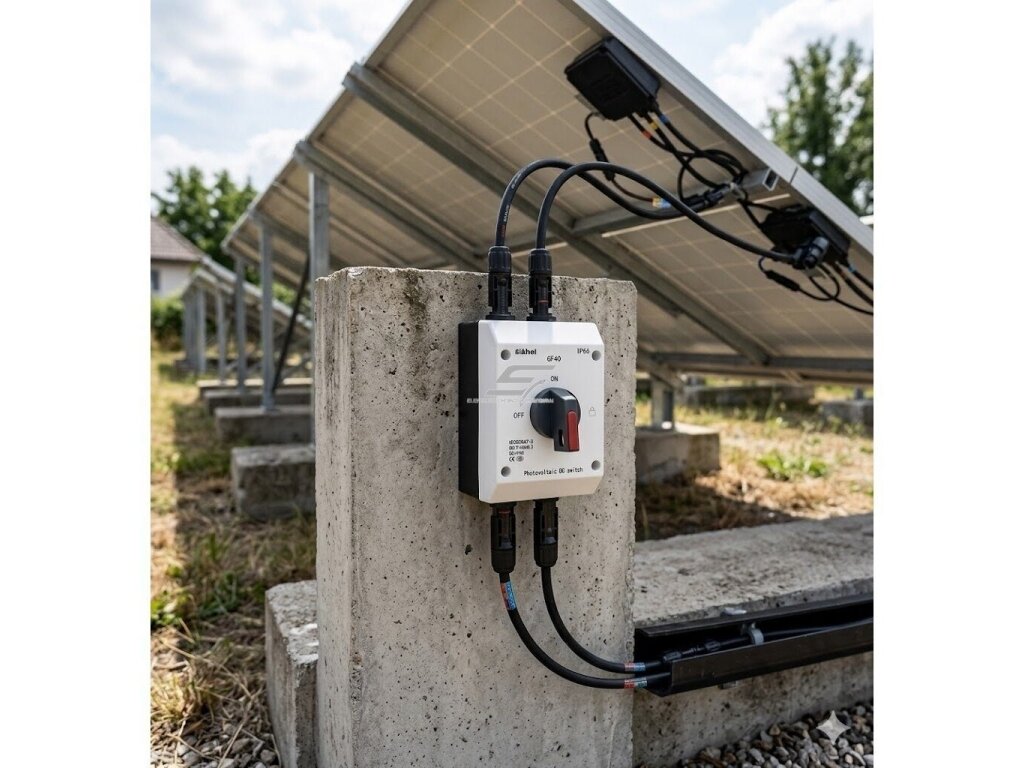 Modulinis fotovoltinis DC atjungimo jungiklis saulės elektrinėms | su MC4 jungtimis | 600V DC | 4P | 40A | IP66 | lauko montavimui 3