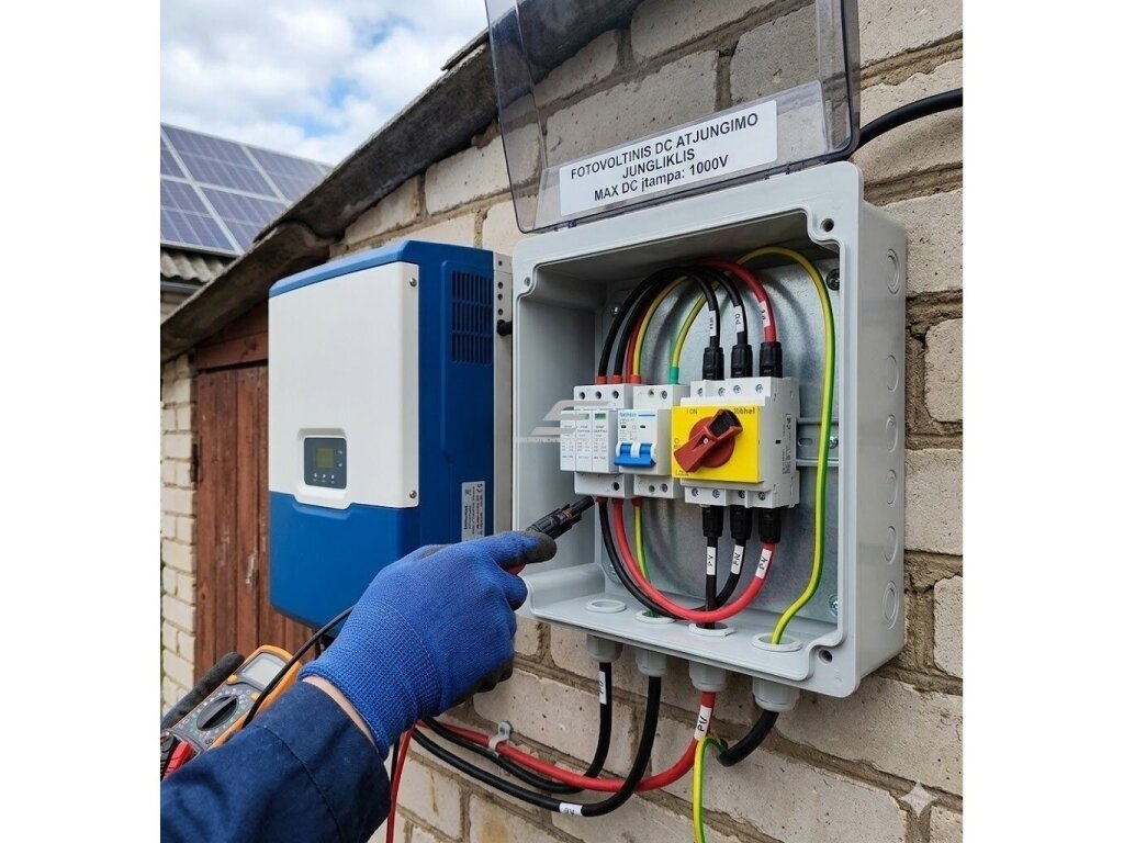 Modulinis fotovoltinis DC atjungimo jungiklis saulės elektrinėms | 4P | 32A | 1500V DC | inverterio / baterijų / saulės modulių grandinių izoliavimui  3