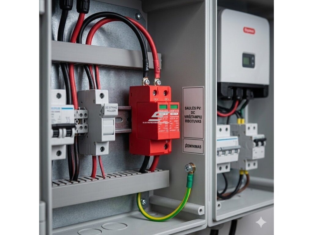 Modulinis viršįtampių ribotuvas fotovoltinėms sistemoms | 2P | 40 kA | 1000 V DC | DIN | ES-TXSD-R240KA 6 Modulinis viršįtampių ribotuvas fotovoltinėms sistemoms | 2P | 40 kA | 1000 V DC | DIN | ES-TXSD-R240KA 6