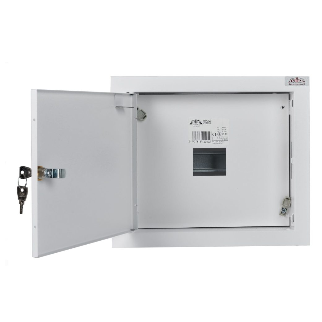 Modular electrical distribution board | enclosure | 3 modules | with lock | 320x275x120mm | flush-mounted | steel | IP31 1 Modular electrical distribution board | enclosure | 3 modules | with lock | 320x275x120mm | flush-mounted | steel | IP31 1