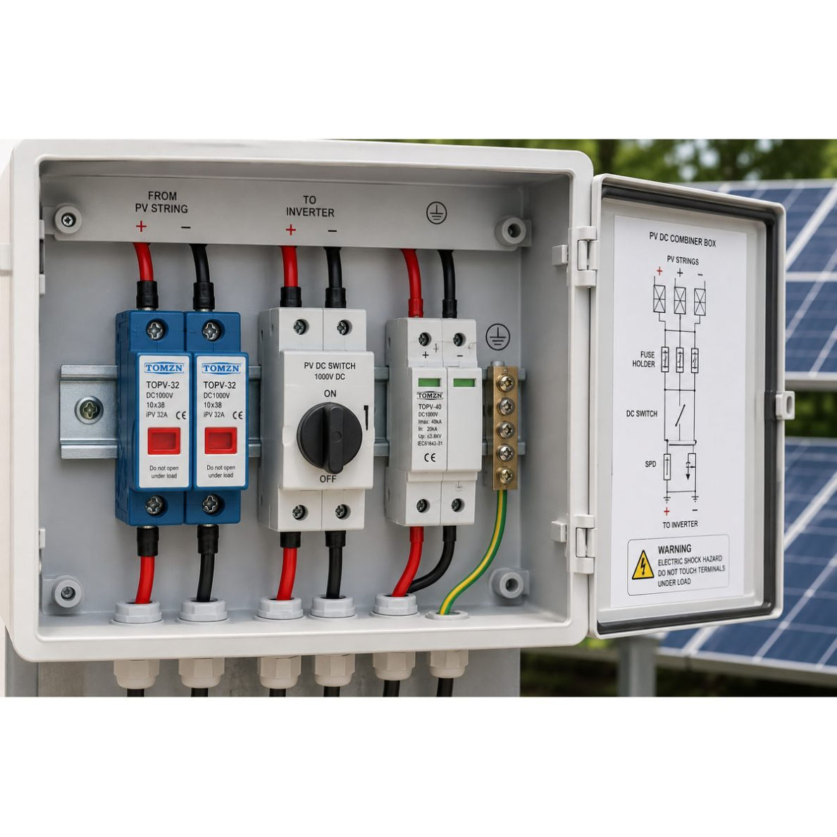 Modulārs drošinātāja atvienotāja turētājs | bloks saules elektrostacijām | ar indikatoru | 2P | 32A | 1000VDC | 10x38mm | uz DIN sliedes 4 Modulārs drošinātāja atvienotāja turētājs | bloks saules elektrostacijām | ar indikatoru | 2P | 32A | 1000VDC | 10x38mm | uz DIN sliedes 4