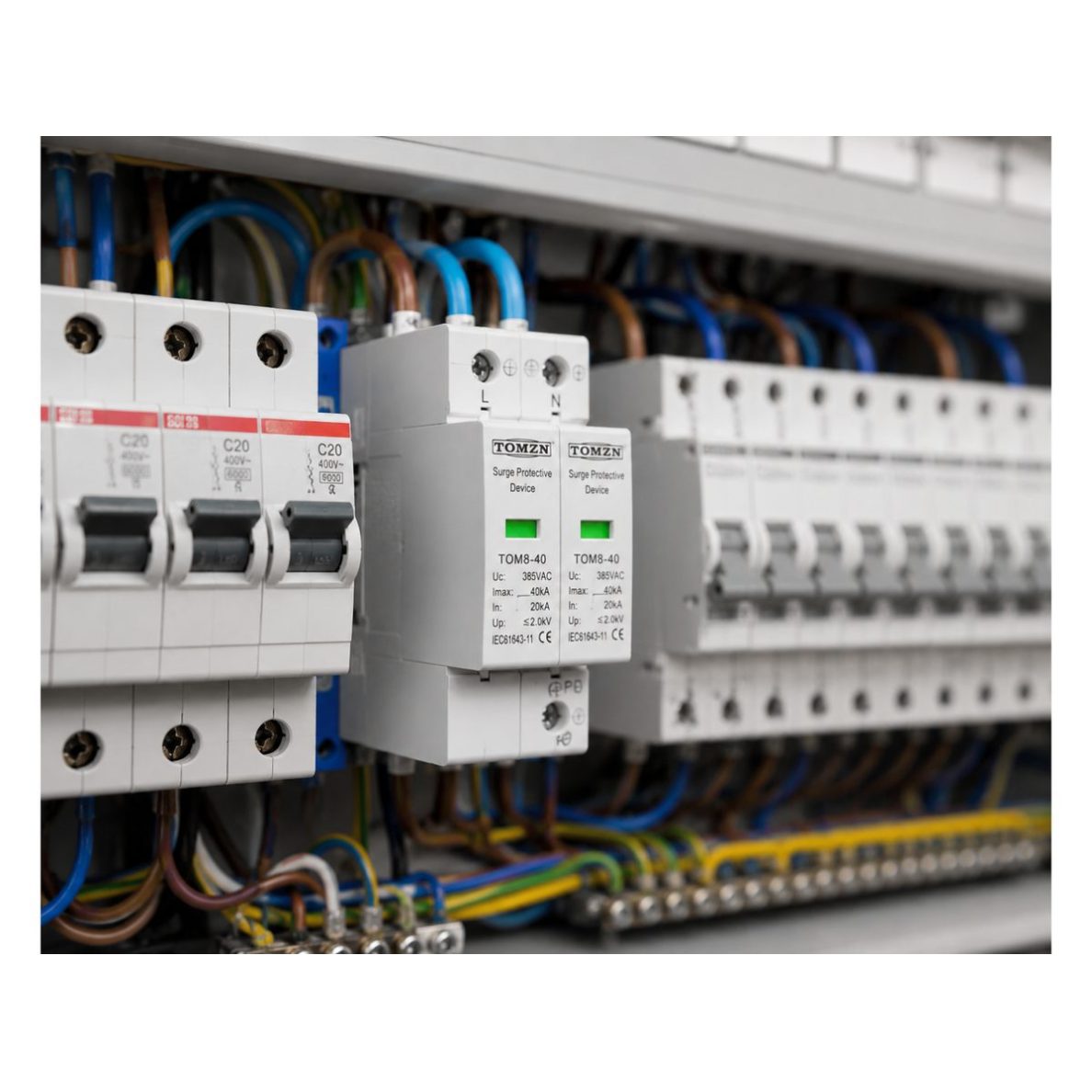 Modulaarne ülepinge kaitse 2P | 40kA | 385VAC | DIN 5 Modulaarne ülepinge kaitse 2P | 40kA | 385VAC | DIN 5