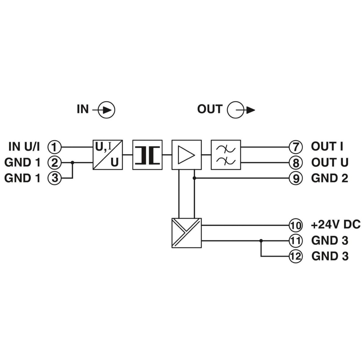 Analogo signālu pārveidotājs | 1 kanāls | 18-30VDC | 450Hz | DIN sliede | Phoenix Contact | MCR-C-UI/UI-450-DCI | 2810887 3
