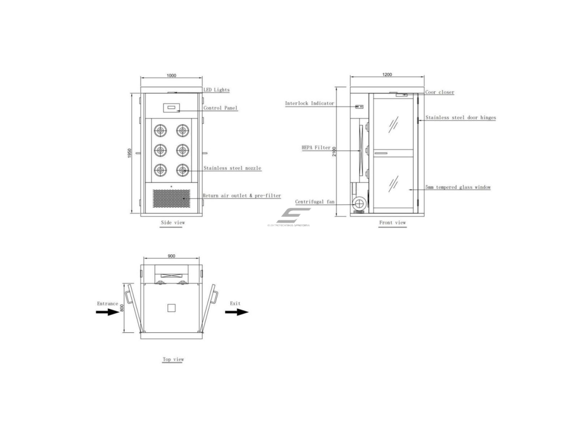 Sanitarinis praėjimo oro dušas | 2 durų | su 6 purkštukais | ≥20m/s | 380V | 1200x1000x2100mm | HEPA H13/H14 | nerūdijantis plienas 6 Sanitarinis praėjimo oro dušas | 2 durų | su 6 purkštukais | ≥20m/s | 380V | 1200x1000x2100mm | HEPA H13/H14 | nerūdijantis plienas 6