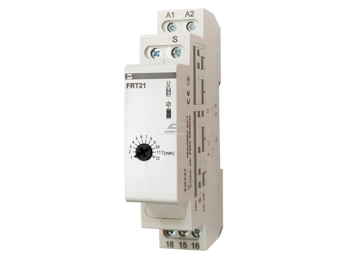 Modulinė impulsinė relė su atmintimi ir išjungimo uždelsimu | 1С/О | 10A | 230VAC/DC | DIN | Promfactor Baltic | FRT21 | 4772151003150