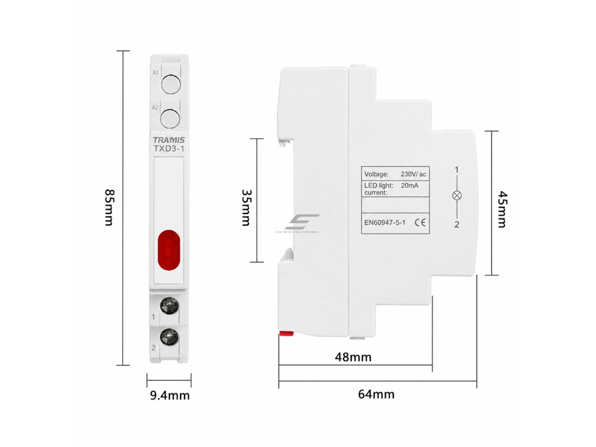 Modulinė signalinė LED lemputė | 9mm | raudona/žalia/geltona | 230V AC/DC | IP20 | DIN | elektros skydams ir spintoms 1 Modulinė signalinė LED lemputė | 9mm | raudona/žalia/geltona | 230V AC/DC | IP20 | DIN | elektros skydams ir spintoms 1
