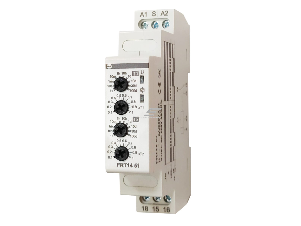 Modulinė ciklinė laiko relė | laikmatis | mechaninė | 1C/O | 8A | 12-240VAC/DC | IP20 | DIN | Promfactor Baltic | FRT14 51 | 4772151003211