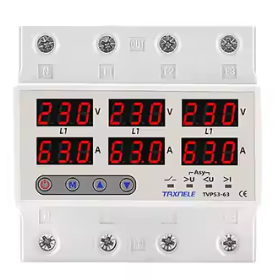 Modułowe | cyfrowe przekaźnik kontroli napięcia i prądu | zabezpieczenia | niewłaściwej kolejności faz | 3-fazowy | 1-100A | 380V | na szynę DIN 1 Modułowe | cyfrowe przekaźnik kontroli napięcia i prądu | zabezpieczenia | niewłaściwej kolejności faz | 3-fazowy | 1-100A | 380V | na szynę DIN 1