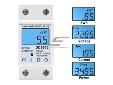 Modulinis | skaitmeninis | elektros energijos skaitiklis | įtampos | srovės indikatorius | 5(80)A | 1F | 230VAC | DIN