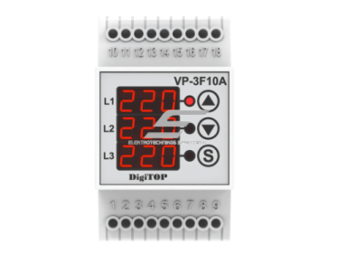 Modulinė | skaitmeninė įtampos kontrolės relė saulės elektros energijos | fotovoltinėms sistemoms | 3F | 16A | 170-270V | DIN | VP-3F10Af DigiTOP 1 Modulinė | skaitmeninė įtampos kontrolės relė saulės elektros energijos | fotovoltinėms sistemoms | 3F | 16A | 170-270V | DIN | VP-3F10Af DigiTOP 1