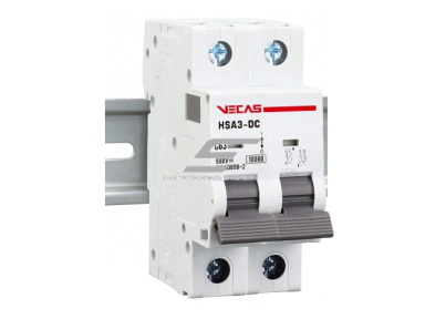 Modulinis apsauginis nuolatinės įtampos automatinis jungiklis saulės moduliams | 2P | 16A | 500VDC | C | 10kA | DIN | MCB-DC | VECAS | HSA3-DC-216500 Modulinis apsauginis nuolatinės įtampos automatinis jungiklis saulės moduliams | 2P | 16A | 500VDC | C | 10kA | DIN | MCB-DC | VECAS | HSA3-DC-216500