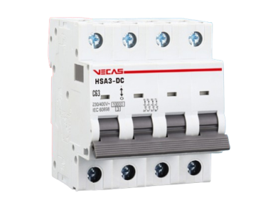 Modulinis apsauginis nuolatinės įtampos automatinis jungiklis saulės moduliams | 4P | 16A | 1000VDC | C | 10kA | DIN | MCB-DC | VECAS | HSA3-DC-4161000 Modulinis apsauginis nuolatinės įtampos automatinis jungiklis saulės moduliams | 4P | 16A | 1000VDC | C | 10kA | DIN | MCB-DC | VECAS | HSA3-DC-4161000
