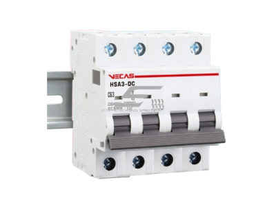 Modulinis apsauginis nuolatinės įtampos automatinis jungiklis saulės moduliams | 4P | 16A | 1000VDC | C | 10kA | DIN | MCB-DC | VECAS | HSA3-DC-4161000 Modulinis apsauginis nuolatinės įtampos automatinis jungiklis saulės moduliams | 4P | 16A | 1000VDC | C | 10kA | DIN | MCB-DC | VECAS | HSA3-DC-4161000