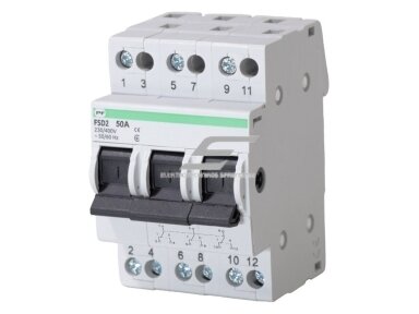 Modulinis perjungiklis 1-0-2 generatoriui | 3P | 50A | 230/400V AC | AC-22 | IEC 60947-3 | DIN | IP20 | Promfactor Baltic | FSD23050 Modulinis perjungiklis 1-0-2 generatoriui | 3P | 50A | 230/400V AC | AC-22 | IEC 60947-3 | DIN | IP20 | Promfactor Baltic | FSD23050