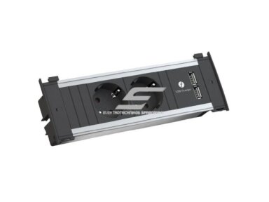 Kištukinių lizdų blokas | montuojamas į baldus | 2xSchuko | 2xUSB-A | 204x50x70mm | 2m kabelis | juodas | Bachmann KAPSA BA.927.001 Kištukinių lizdų blokas | montuojamas į baldus | 2xSchuko | 2xUSB-A | 204x50x70mm | 2m kabelis | juodas | Bachmann KAPSA BA.927.001