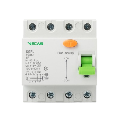 Modular residual current circuit breaker 4P | 40A | 0.03A | AC type | DIN | RCCB Vecas Modular residual current circuit breaker 4P | 40A | 0.03A | AC type | DIN | RCCB Vecas