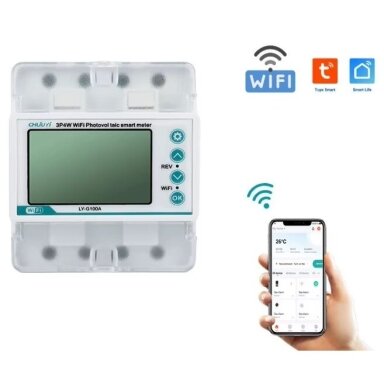 Smart three-phase multifunction energy meter with protection functions | 4P | 5(100) A | 3×230/400 V | Wi-Fi Tuya | DIN | ES-LY-G100A