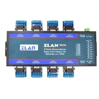 Industrial communication converter | 8 ports | from RS232/RS485 to Ethernet TCP/IP Modbus | 9-24VDC Industrial communication converter | 8 ports | from RS232/RS485 to Ethernet TCP/IP Modbus | 9-24VDC