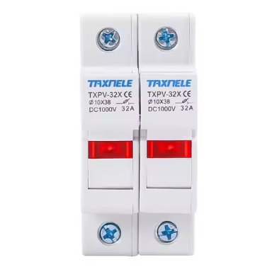 Modular fuse disconnector holder | block for solar power systems | with indicator | 2P | 32A | 1000VDC | 10x38mm | DIN rail Modular fuse disconnector holder | block for solar power systems | with indicator | 2P | 32A | 1000VDC | 10x38mm | DIN rail
