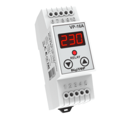 Moduļa | Digitālais sprieguma kontroles relejs saules elektroenerģijai | Fotovoltaiskajām sistēmām | 1F | 16A | 230–270V | DIN | VP-16Af DigiTOP
