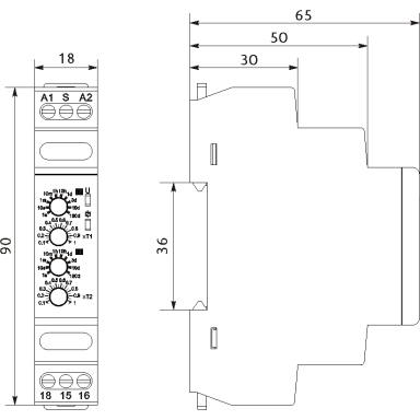 Modular cyclic time relay | 1C/O | 8A | 12–240VAC/DC | IP20 | DIN | Promfactor Baltic FRT14 51 Modular cyclic time relay | 1C/O | 8A | 12–240VAC/DC | IP20 | DIN | Promfactor Baltic FRT14 51