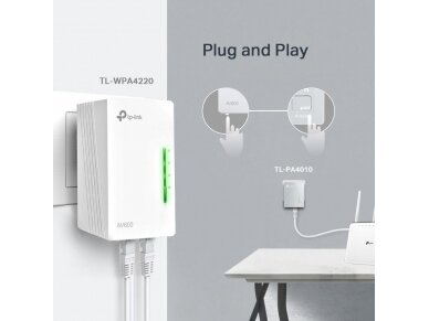 Internetas per 230V elektros tinklą | Powerline | 600Mbit/s | RJ45 | Wi-Fi 300Mbit/s | TP-LINK | TL-WPA4220KIT 3