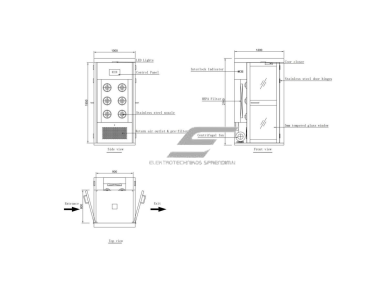 Sanitarinis praėjimo oro dušas | 2 durų | su 6 purkštukais | ≥20m/s | 380V | 1200x1000x2100mm | HEPA H13/H14 | nerūdijantis plienas 6