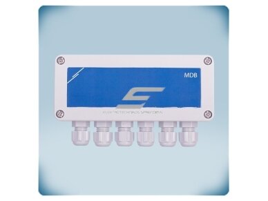 Modbus RTU paskirstymo dėžutė PoM | 6×RJ45 | 24VDC | 1,5A | paviršinė | IP65 | Sentera Controls | MDB-M-6