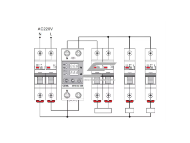 Modulinė įtampos kontrolės relė | skaitmeninė | viršįtampio ir įtampos kritimo apsauga | 1P | 50A | 230VAC | DIN | automatinis atsistatymas  4