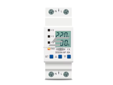 Modulinė įtampos kontrolės relė | skaitmeninė | viršįtampio ir įtampos kritimo apsauga | 80A | 230V AC | DIN | voltmetras | ampermetras | kWh matavimas 1 Modulinė įtampos kontrolės relė | skaitmeninė | viršįtampio ir įtampos kritimo apsauga | 80A | 230V AC | DIN | voltmetras | ampermetras | kWh matavimas 1