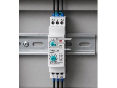 Modulinė laiko relė | laikmatis | su įjungimo uždelsimu | 0,1s-100val. | 5A | 150-260VAC/24VAC/DC | DIN 5 Modulinė laiko relė | laikmatis | su įjungimo uždelsimu | 0,1s-100val. | 5A | 150-260VAC/24VAC/DC | DIN 5