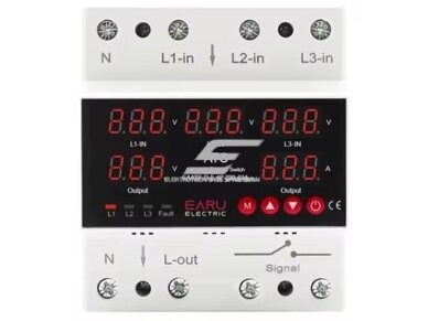 Modulinė | skaitmeninė automatinė fazių perjungimo relė | iš 380V į 230 V | 3F | 63A | DIN Modulinė | skaitmeninė automatinė fazių perjungimo relė | iš 380V į 230 V | 3F | 63A | DIN