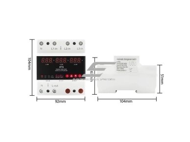Modulinė | skaitmeninė automatinė fazių perjungimo relė | iš 380V į 230 V | 3F | 63A | DIN 3 Modulinė | skaitmeninė automatinė fazių perjungimo relė | iš 380V į 230 V | 3F | 63A | DIN 3