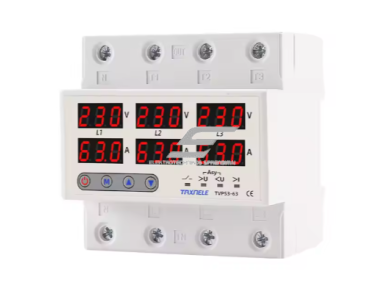Modulinė | skaitmeninė įtampos ir srovės kontrolės | apsaugos | fazių sekos disbalanso relė | 3F | 1-100A | 380V | DIN