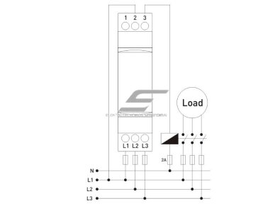 Modulinė trifazė fazių kontrolės | sekos | apsaugos relė | 3x380V | fazių asimetrija 30% | DIN 2