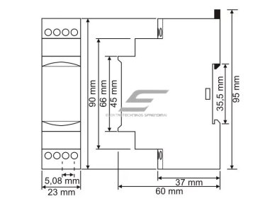 Modulinė trifazė fazių kontrolės | sekos | apsaugos relė | 3x380V | fazių asimetrija 30% | DIN 3