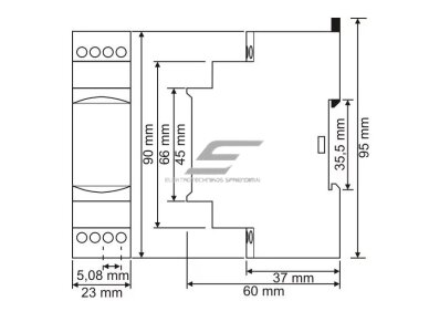 Modulinė trifazė fazių kontrolės relė | 3x380V | fazių asimetrija 30% | DIN 2