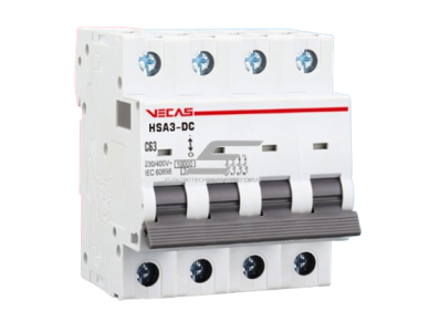 Modulinis apsauginis nuolatinės įtampos automatinis jungiklis saulės moduliams | 4P | 16A | 1000VDC | C | 10kA | DIN | MCB-DC | VECAS | HSA3-DC-4161000 Modulinis apsauginis nuolatinės įtampos automatinis jungiklis saulės moduliams | 4P | 16A | 1000VDC | C | 10kA | DIN | MCB-DC | VECAS | HSA3-DC-4161000