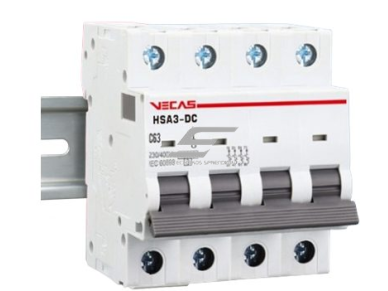 Modulinis apsauginis nuolatinės įtampos automatinis jungiklis saulės moduliams | 4P | 32A | 1000VDC | C | 10kA | DIN | MCB-DC | VECAS | HSA3-DC-4321000 1 Modulinis apsauginis nuolatinės įtampos automatinis jungiklis saulės moduliams | 4P | 32A | 1000VDC | C | 10kA | DIN | MCB-DC | VECAS | HSA3-DC-4321000 1